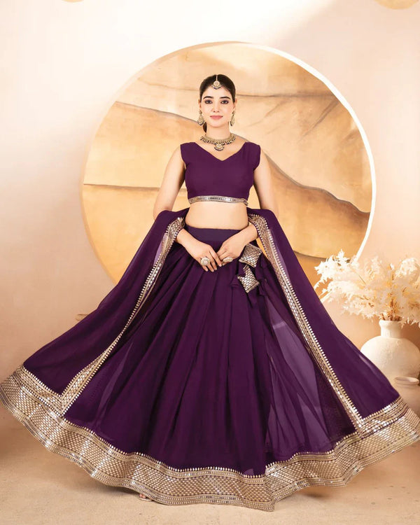 Erva's Wine Coloured Party Wear Lehenga Choli