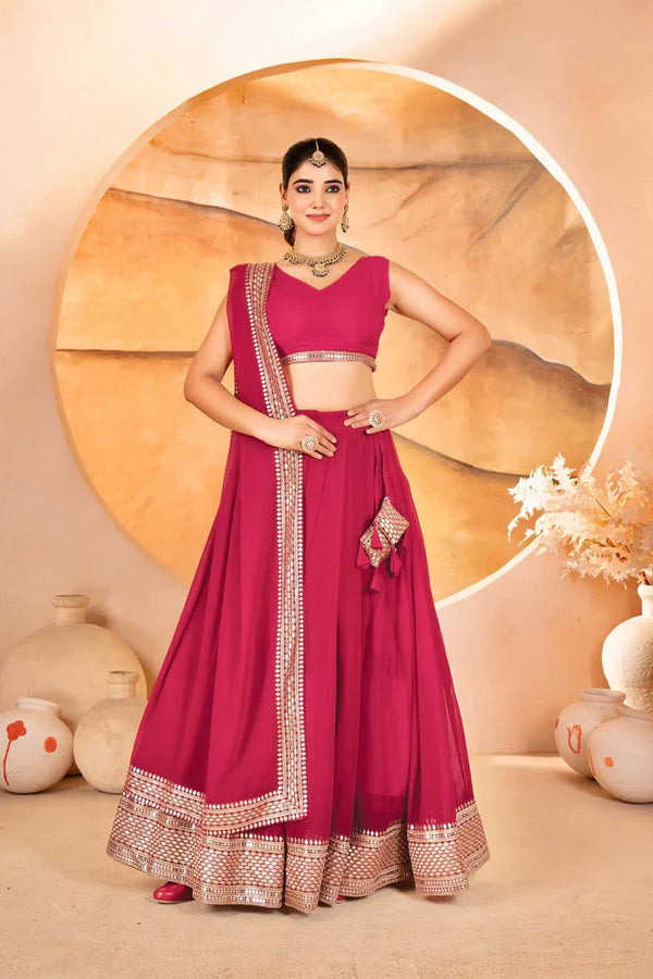 Erva's Pink Coloured Party Wear Lehenga Choli